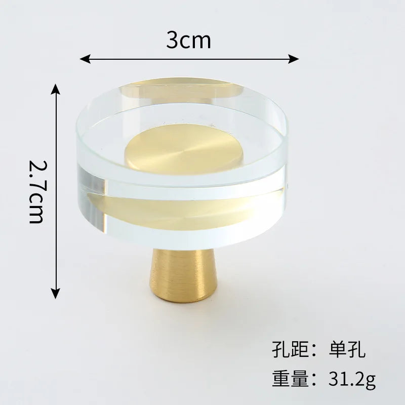Brass Crystal Cupboard Cabinet Handle Kitchen Drawer Knobs Light Luxury Furniture Hardware Transparent Handle Home