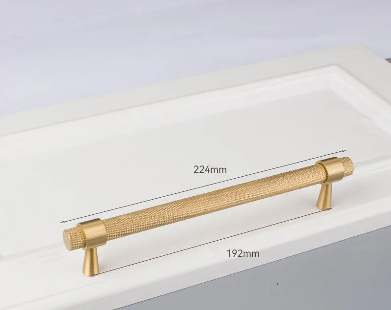 Solid Brass Knurled Cabinet Handles – Gold and Black Wardrobe Knobs and Drawer Pulls 9010-224G Handles