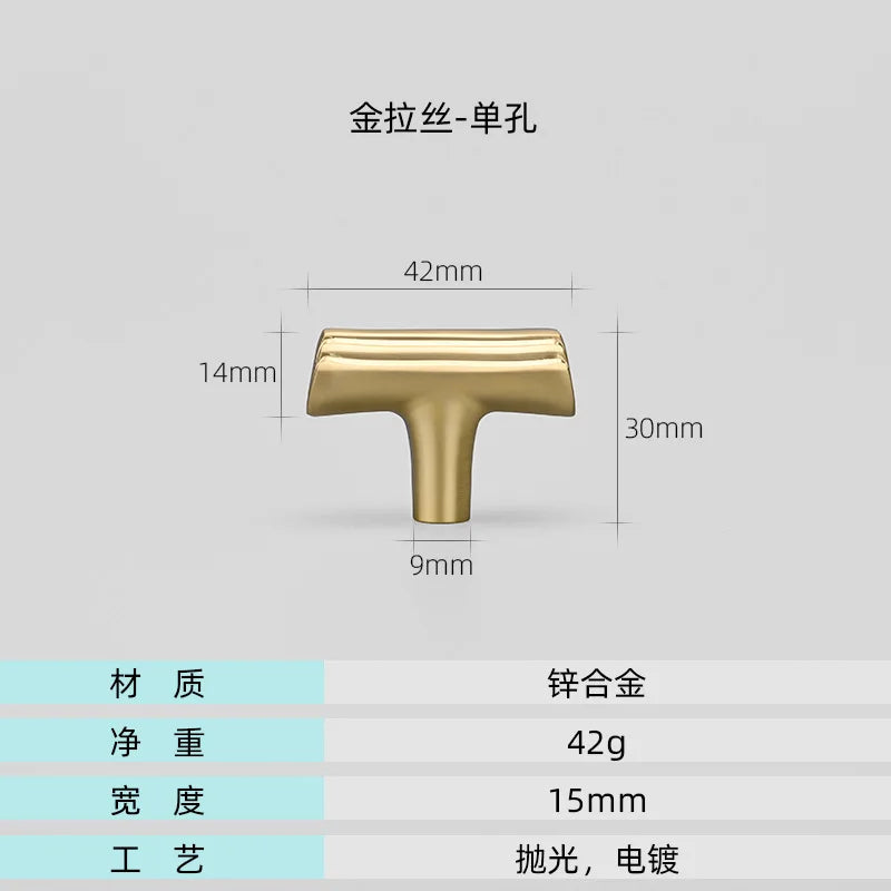 Modern Brushed Gold Cabinet Handles - Zinc Alloy Drawer Pulls for Kitchen and Furniture Gold drawing T Handles