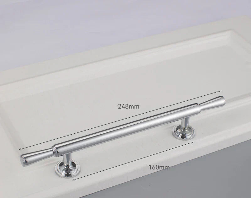 Chrome and Polished Gold Brass Furniture Handles – Modern Cabinet Drawer and Wardrobe Knobs 2030-BC 248mm Handles