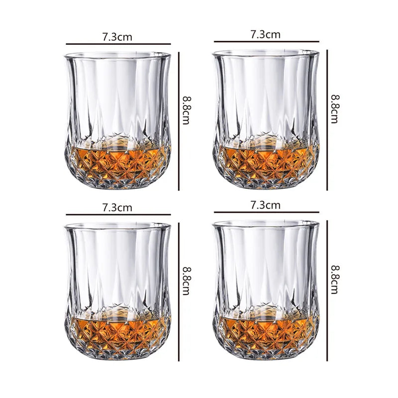 Dlight Decor 4pc Diamond Cut Glass Set 215ml Clear 215ml / 4pcs Cocktail Glasses