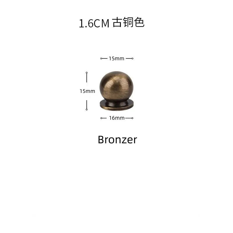 Solid Brass Ball Cabinet Knobs - Vintage Single-Hole Wardrobe and Drawer Handles Bronze 16mm Knobs