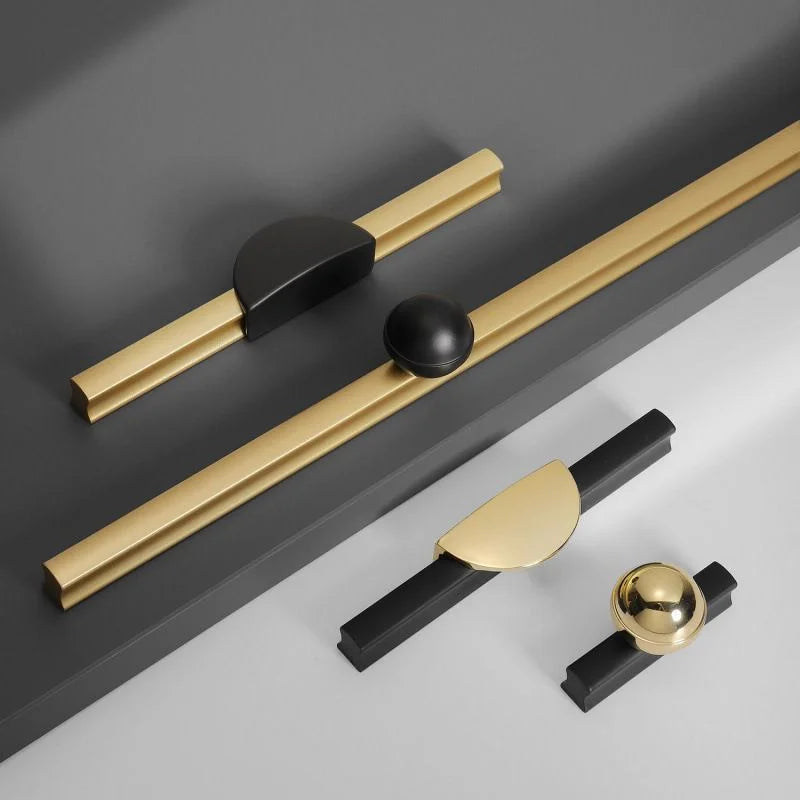 Black and Gold Cabinet Pulls - Double Color Aluminum Zinc Alloy Handles for Wardrobes and Kitchens Handles