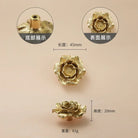 Luxury Brass Flower and Leaf Cabinet Handles – Chinese-Style Decorative Pulls for Wardrobes and Drawers 6-big / 1 piece