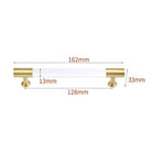 Transparent Acrylic Furniture Handles – Brass Cabinet Pulls and Wardrobe Knobs 162mm length Handles