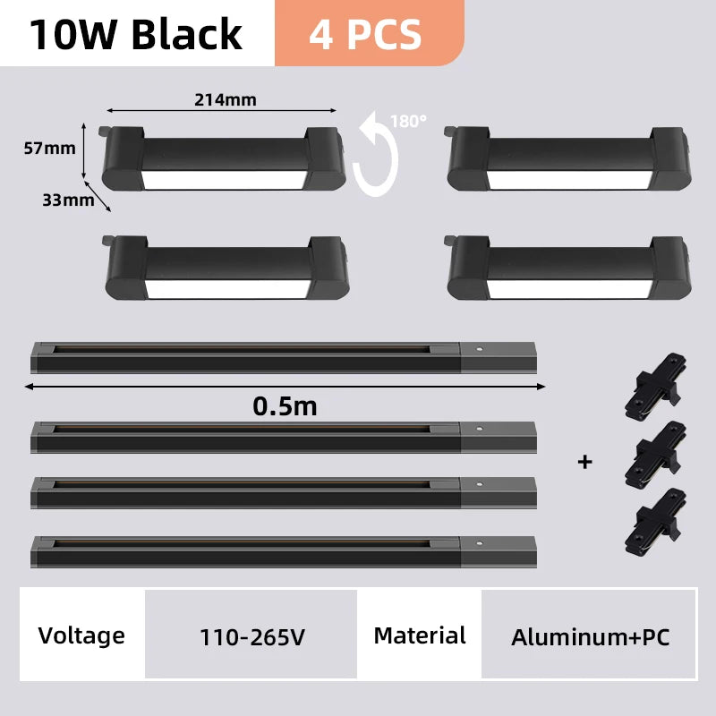 Rail Floodlight LED Clothing Store Track Light Kitchen Balcony Studio Whole Set Led Spot Lamp Home Modern Decoration