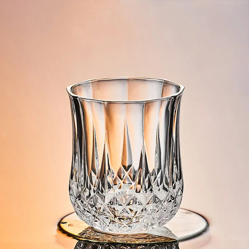 Dlight Decor 4pc Diamond Cut Glass Set 215ml Clear 215ml / 4pcs Cocktail Glasses