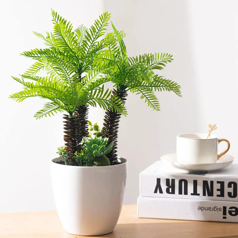 Dlight Decor Potted Palm Plant 33cm or 40cm with Succulents