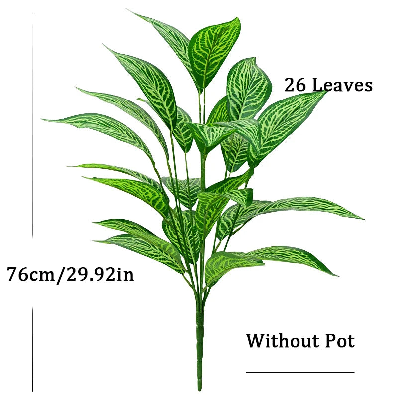 Dlight Decor 76cm Magnolia Banyan Leaf Branch with Green Sansevieria Accents B