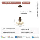 LED ceiling pendant light with dark brown canopy, adjustable wire, frosted glass shade