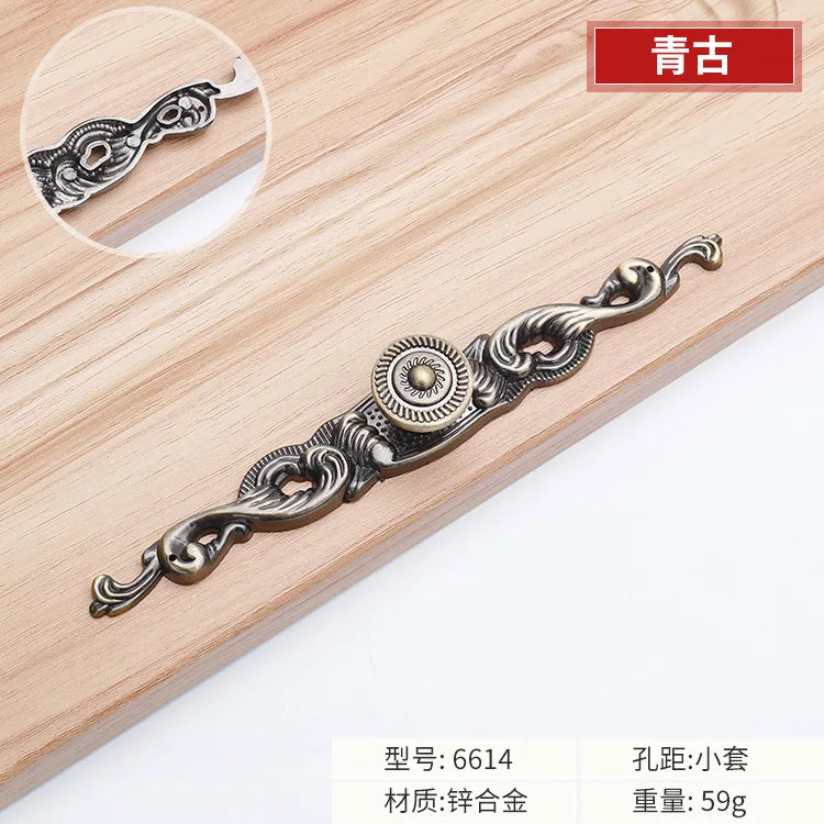 Antique Bronze Cabinet Handles - Vintage Zinc Alloy Drawer Pulls for Furniture 6614 single hole B S Handles