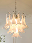 Elara White Petal Glass LED Chandelier for Staircase & Villa Décor chandelier