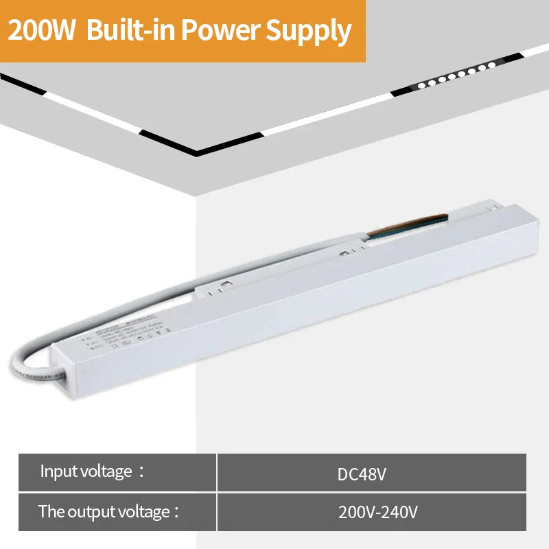 2 Meter White LED Magnetic Track Lighting System Accessories - Ceiling Recessed Magnet Rail Lamp Kit 200W transformer A