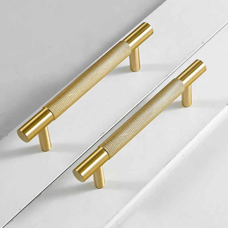 Brass Textured Cabinet Handles – Knurled Wardrobe Pulls and Drawer Knobs for Chest Drawers Handles