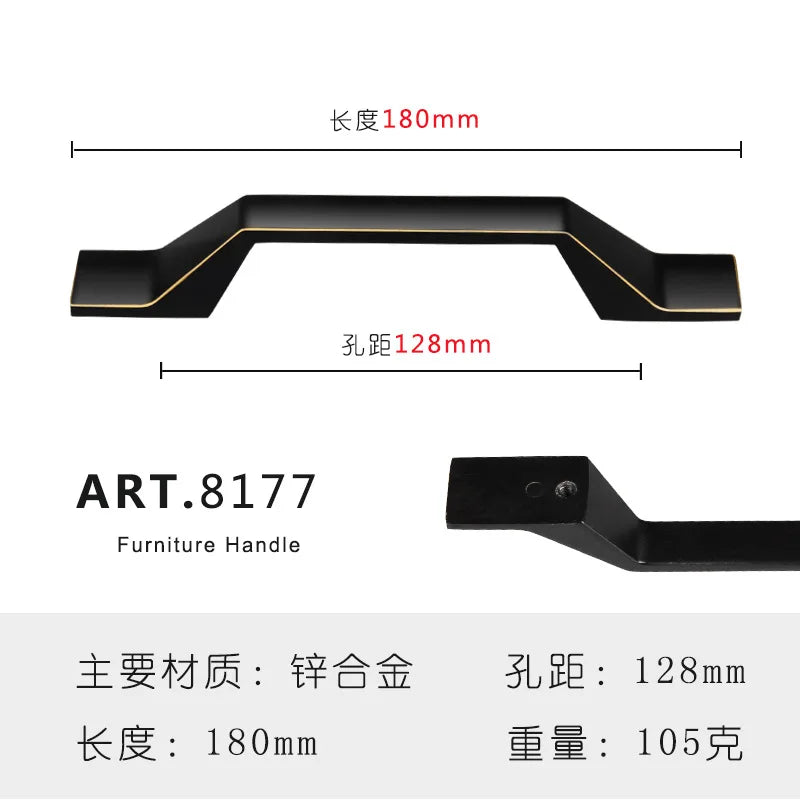 Zinc Alloy Solid Cabinet Door Handles – Modern Minimalist Knobs for Wardrobe and Kitchen Furniture 8177-128 Handles