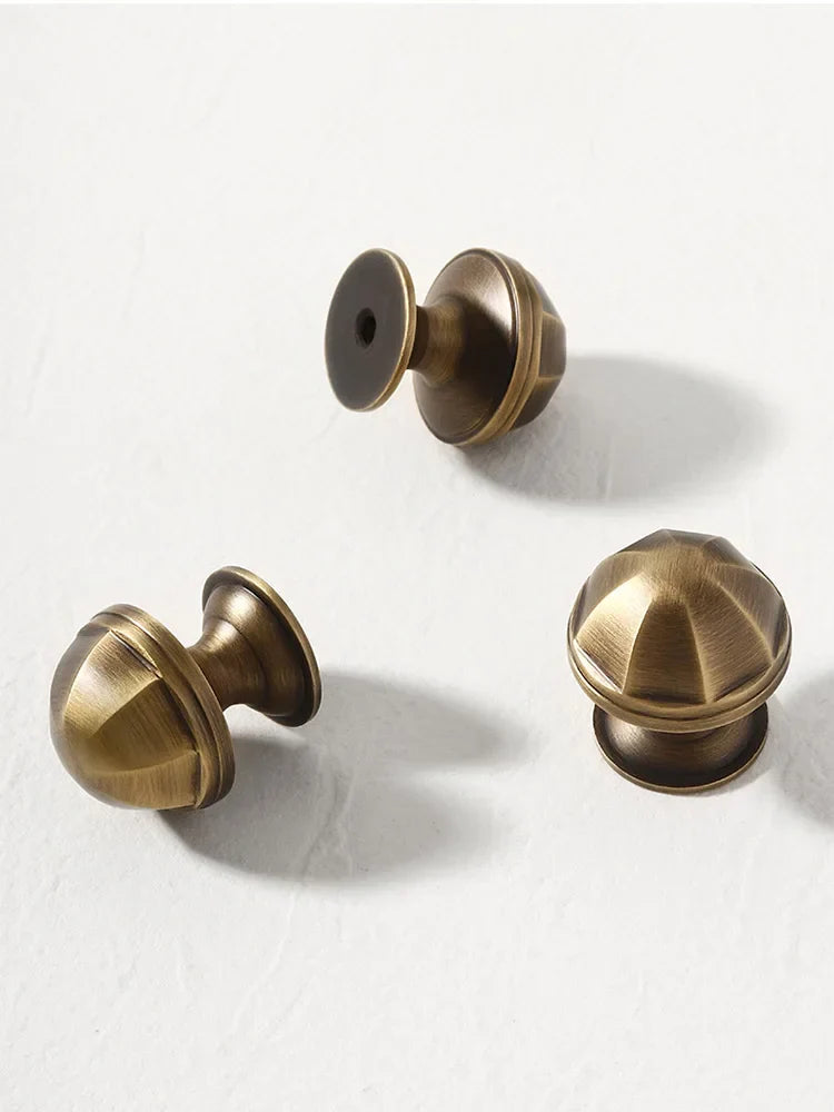 Solid Brass Octagonal Cabinet Knobs – Antique Gold Drawer and Wardrobe Handles knob