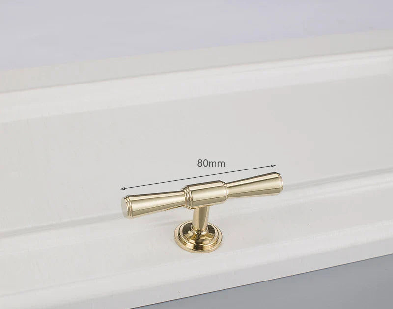 Chrome and Polished Gold Brass Furniture Handles – Modern Cabinet Drawer and Wardrobe Knobs 2030-PG 80mm Handles