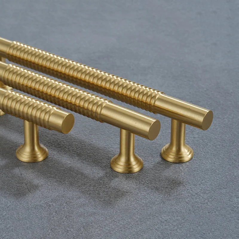 Textured Brass Handles – Golden Cabinet Pulls and Wardrobe Bar Handles (50mm-300mm) Handles