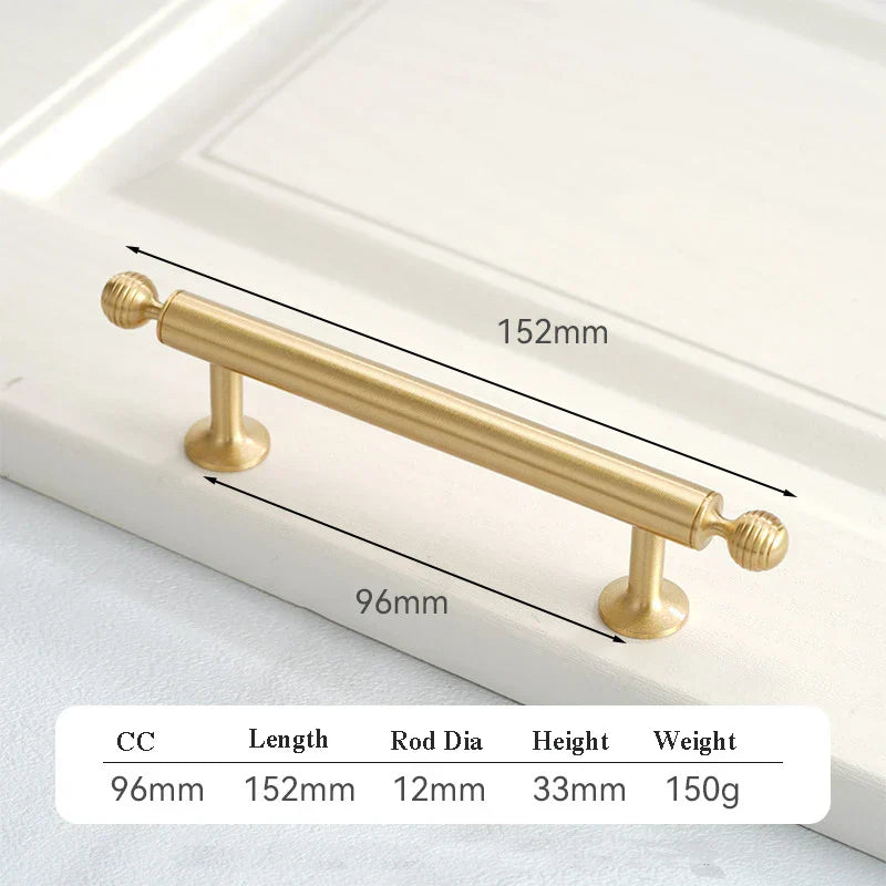 Satin Brushed Gold Brass Cabinet Handles – Modern Wardrobe and Drawer Knobs with French Style 2040-152 Handles