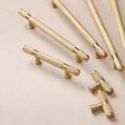 Gold Knurled Brass Handles – Textured Kitchen Cabinet Pulls and Wardrobe Knobs (50-500mm) 50cm(19.7 inches) / 1 piece