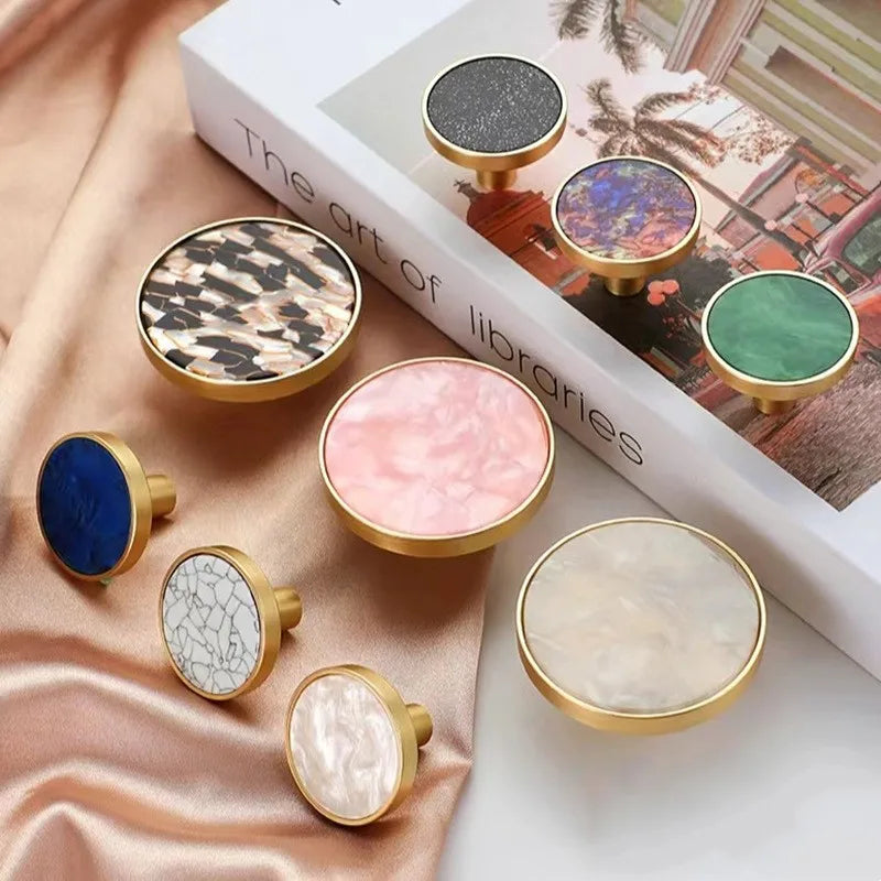 High-Grade Shell Single Hole Cabinet Handles - Creative Gold Drawer Knobs and Multipurpose Wall Hooks Knobs