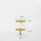 Satin Gold Furniture Handle – Solid Brass Cabinet Knobs and Drawer Pulls (50mm-358mm) 50mm T-bar Handles