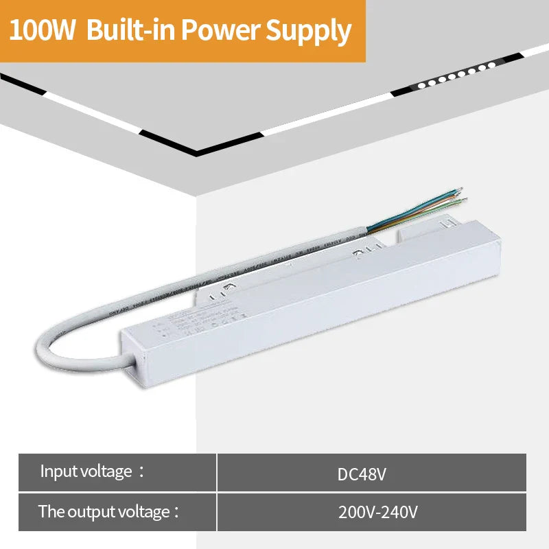 2 Meter White LED Magnetic Track Lighting System Accessories - Ceiling Recessed Magnet Rail Lamp Kit 100W transformer A