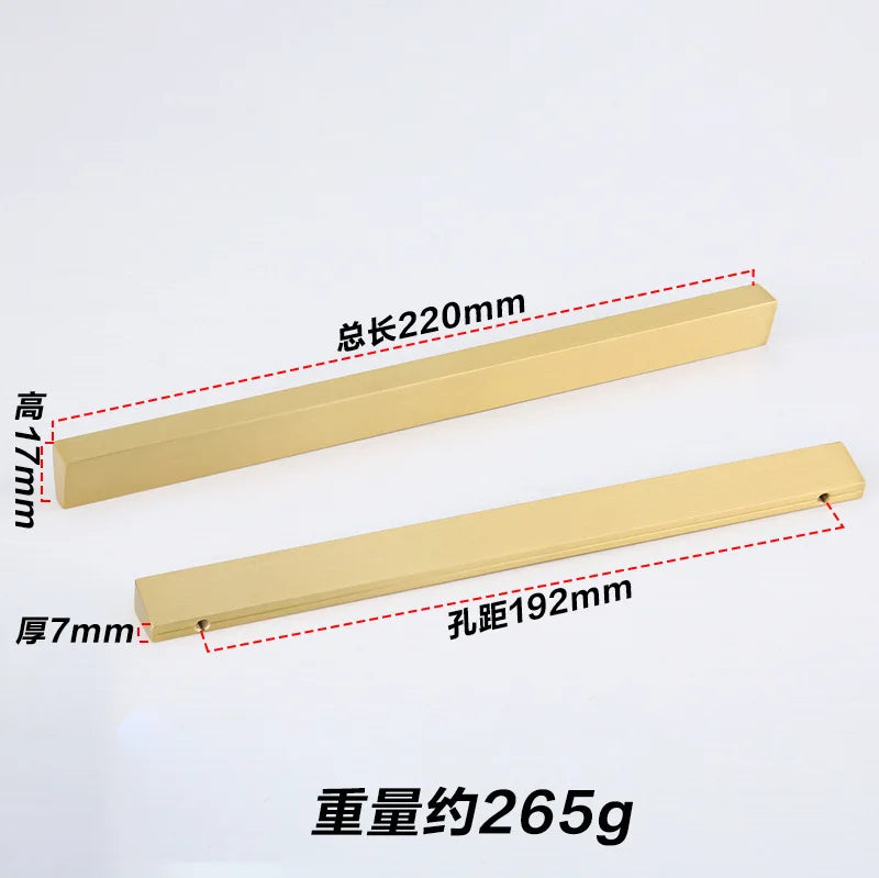 Brass Trapezoidal Cabinet Handles - High-End Golden Drawer Pulls for Wardrobes and Furniture Brass-192mm Handles