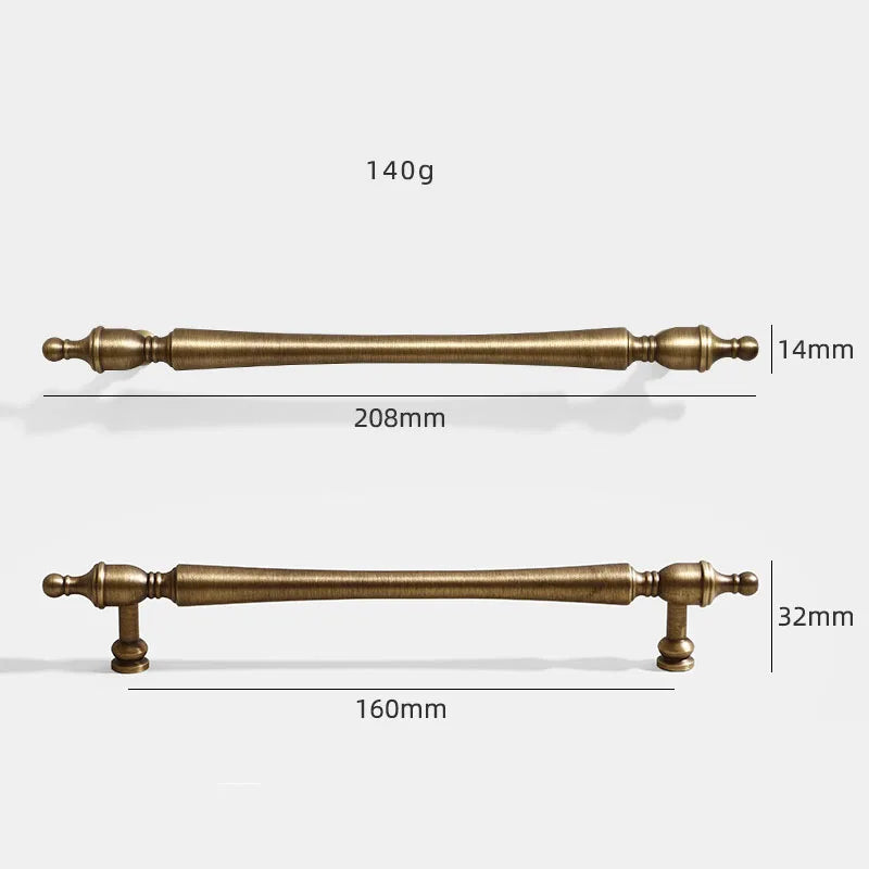Antique American Brass Cabinet Handle – Bronzed Wardrobe Pull Bar and Drawer Knob 208mm bar Handles