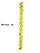 Dlight Decor 200cm Fall Maple Leaf Garland for Autumn and Halloween Decor 200cm Green