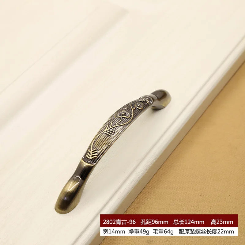 Retro Bronze Cabinet Handles - Antique Metal Kitchen Door Pulls and Wardrobe Knobs 128mm 2802-96mm Handles
