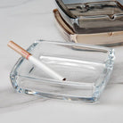 Dlight Decor Classic Square Crystal Glass Ashtray Transparent Smoke Tray for Home Bar & Office