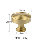 Modern Pure Brass Cabinet Handles - Single Hole Brushed Gold Drawer Knobs for Kitchen and Wardrobes 3-large Knonbs