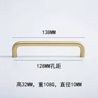 Solid Brass Cabinet Handles - Modern Golden Drawer Pulls for Dresser Wardrobe and Kitchen Cupboards Golden 128mm
