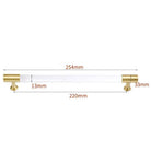 Transparent Acrylic Furniture Handles – Brass Cabinet Pulls and Wardrobe Knobs 254mm length Handles