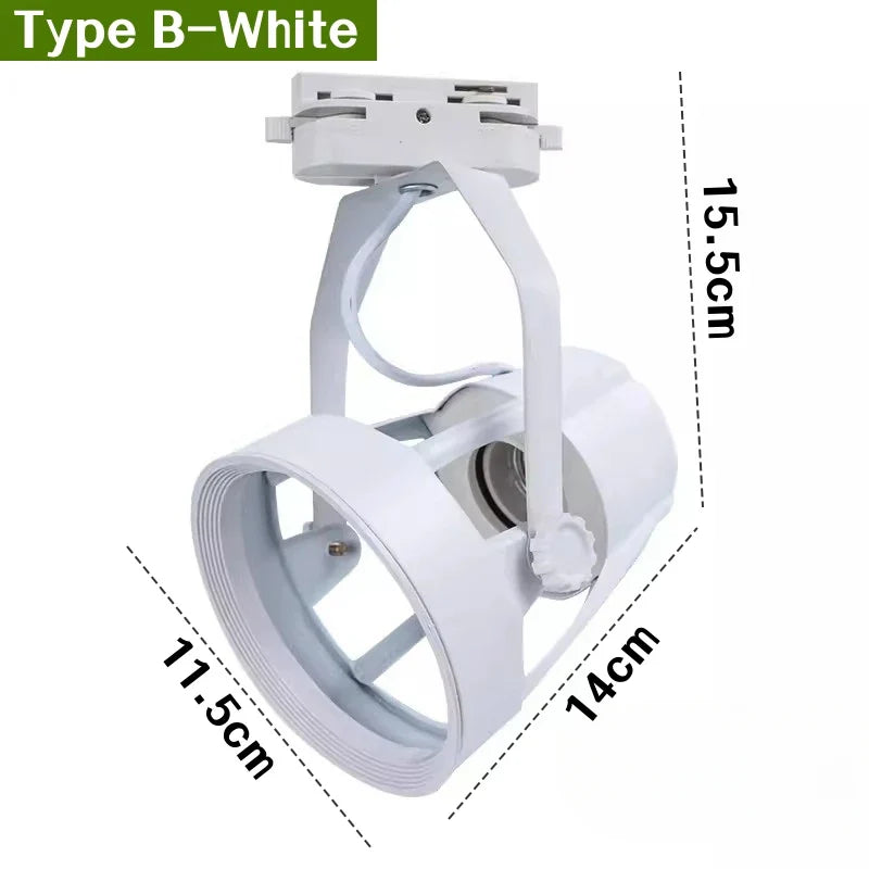 E27 LED Track Light Holder Base - 2-Wire Rotatable Ceiling Rail Lamp Fittings B White ceiling light