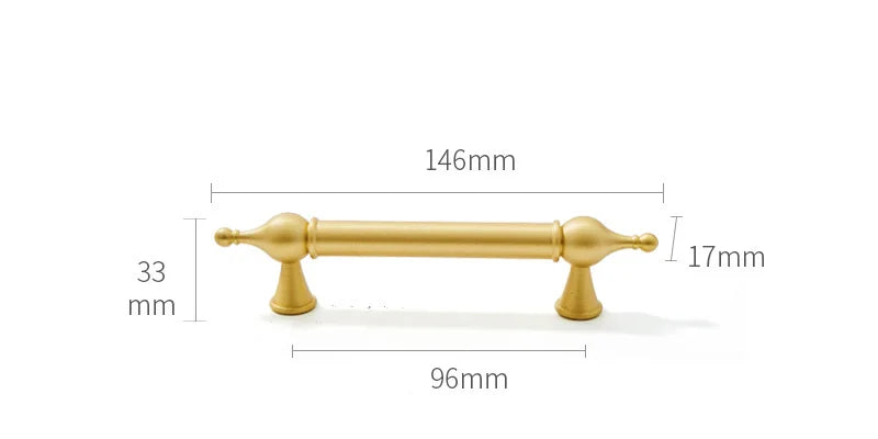 Satin Brass Cabinet Handles – Modern Ball Design Wardrobe Knobs and Drawer Pulls (French Style) 146mm Handles