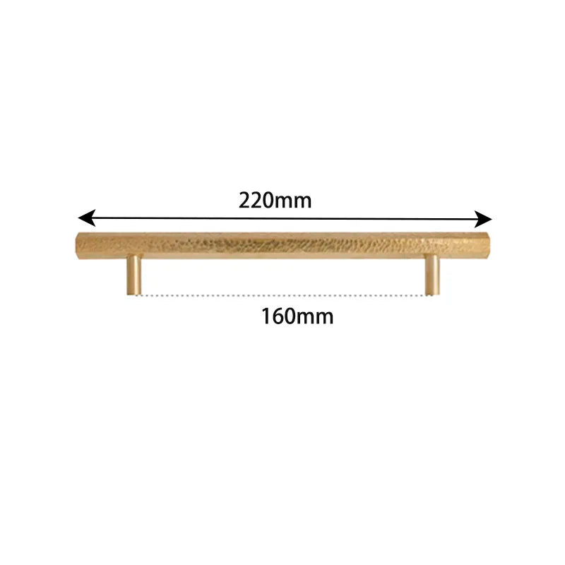 LUX Brass Hammered Hexagonal T-Bar Handles – Long Cabinet and Wardrobe Pulls (600mm/1000mm) 8.6 inches length Handles