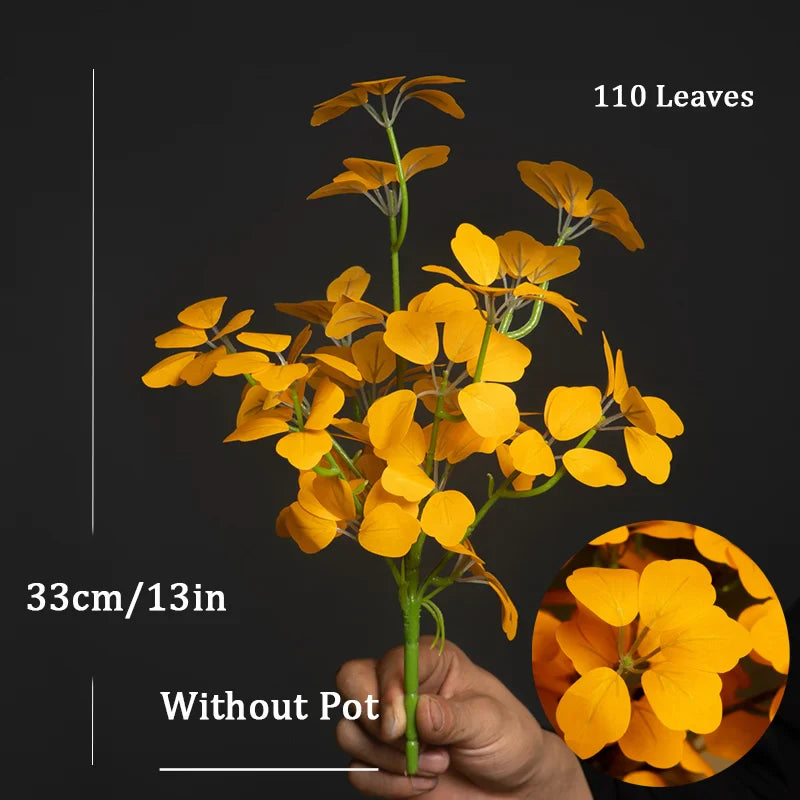 Dlight Decor 33cm Four Leaf Clover Plant with Bell Tree Leaves for Home and Party Decor Yellow