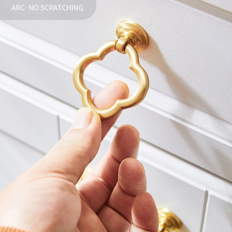 2pcs Brass Dropping Handles – Modern Cabinet and Wardrobe Drawer Pulls 57x50mm knob