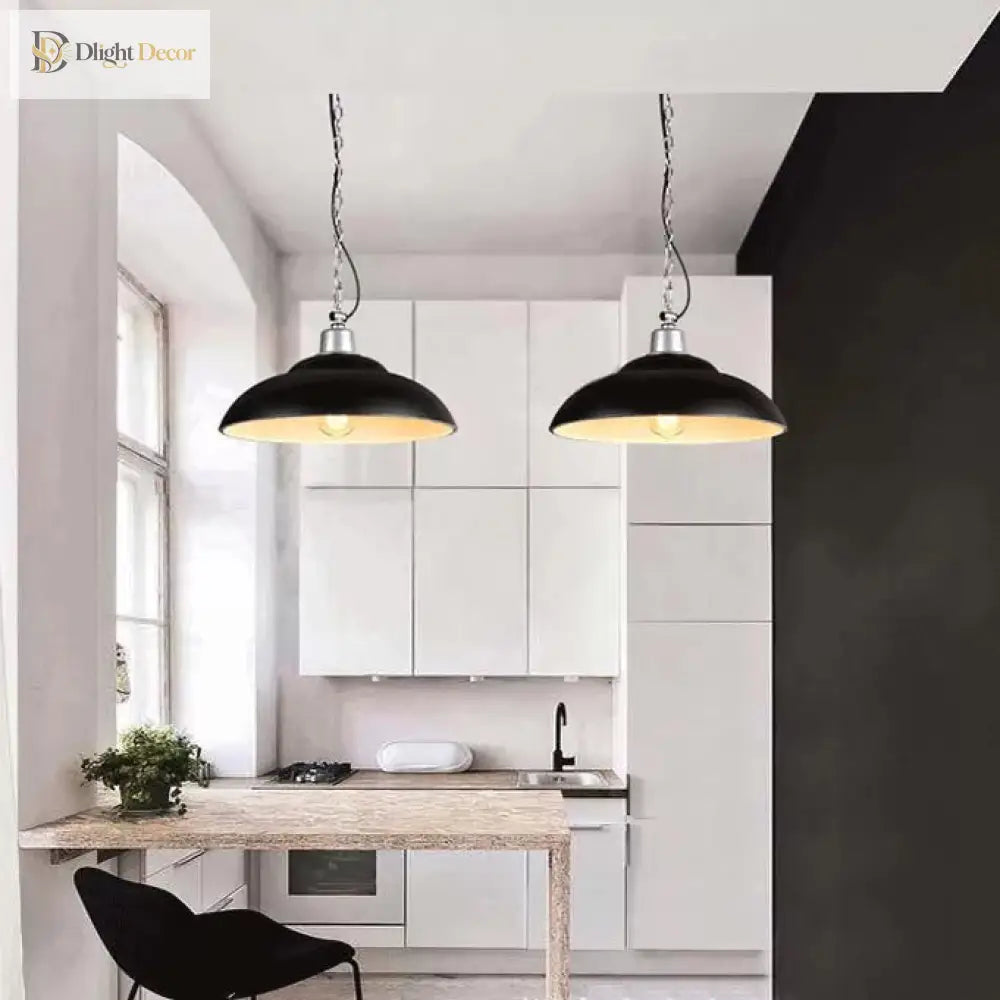 Adalynn Industrial Pendant: Dual Shades & Vintage Charm (Black Green Pendant Lighting