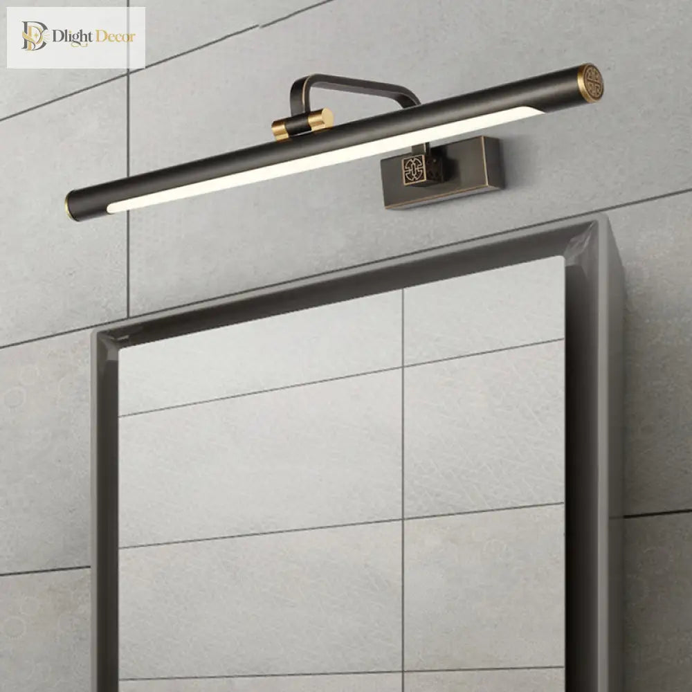 Modern Elegance Meets Warmth: Black Tubular Bathroom Vanity Light
