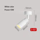 White adjustable LED zoom spotlight, 10W surface-mounted, tilting track head