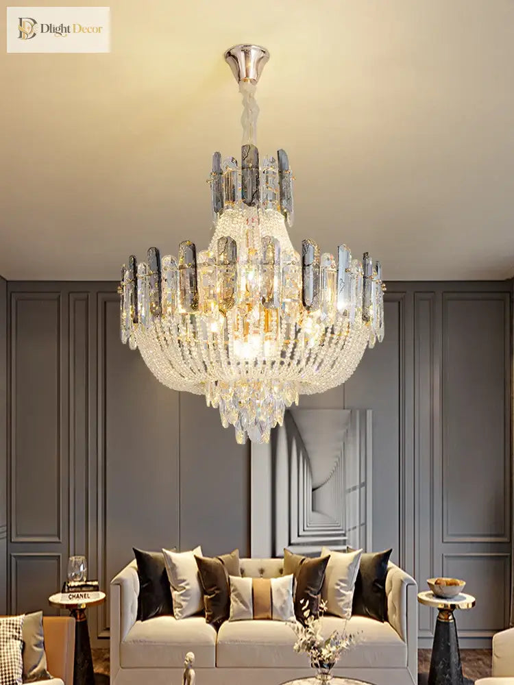 New Design Colorful Luxury Crystal Chandelier - Modern Artistry With Adjustable Chain For Living