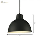 Modern Loft Style Dome Ceiling Light - 12’/14’ Dia Adjustable Cord Black/White Pendant Lights