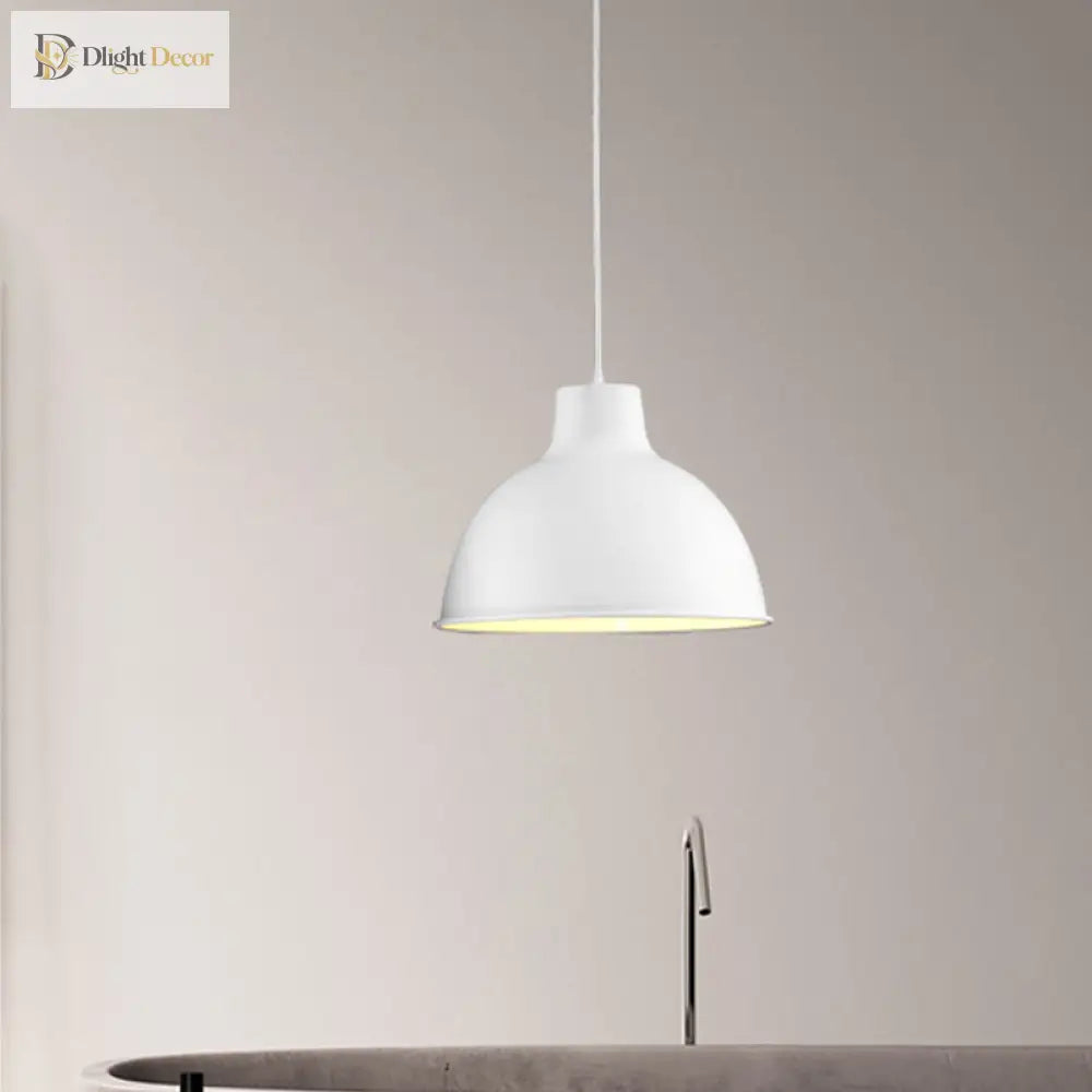 Modern Loft Style Dome Ceiling Light - 12’/14’ Dia Adjustable Cord Black/White Pendant Lights