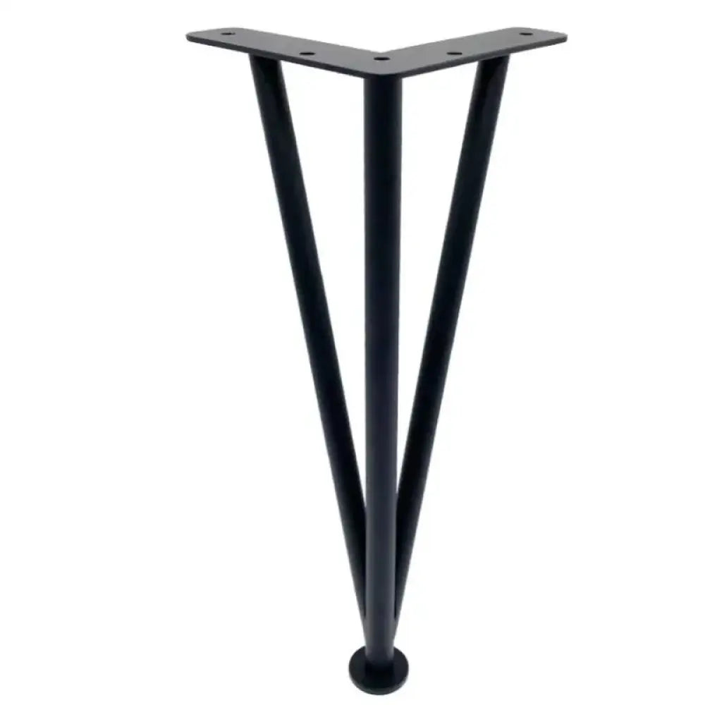 Black triangular adjustable furniture leg with flat top mounting plate and round base