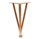Champagne triangular adjustable furniture leg with flat mounting plate and round base