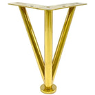 Gold triangular metal furniture leg with top mounting plate and round base foot