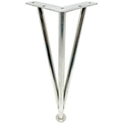 Silver triangular metal furniture leg with top mounting plate and round base foot